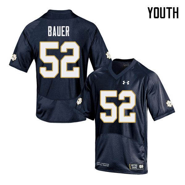 Youth #52 Bo Bauer Notre Dame Fighting Irish College Football Jerseys Sale-Navy